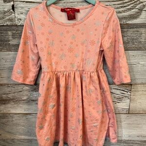 Charming Pink and Silver Snowflake Dress